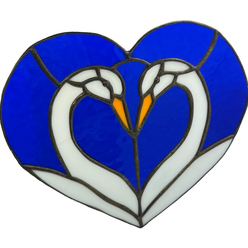 River of Goods Loving Swans Stained Glass Suncatcher Tiffany Style Window Panel